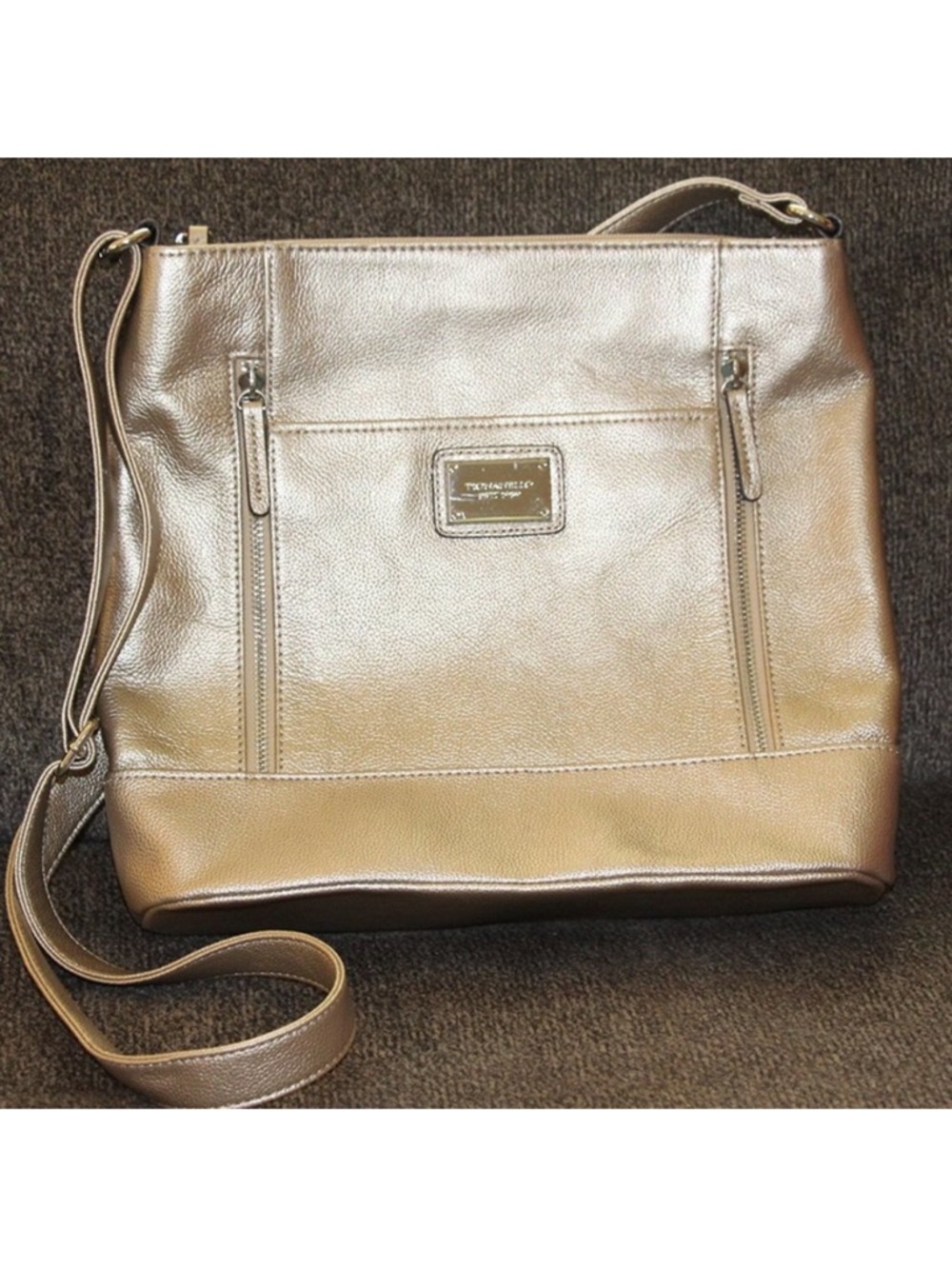 Tignanello Metallic Gold Crossbody Bag